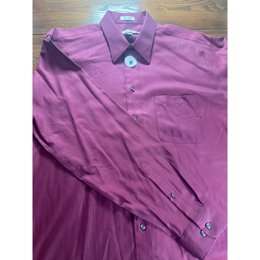 NEW Joseph & Feiss Mens Burgundy LS Button Up Dress Shirt 16.5 36/37 Tall NWT